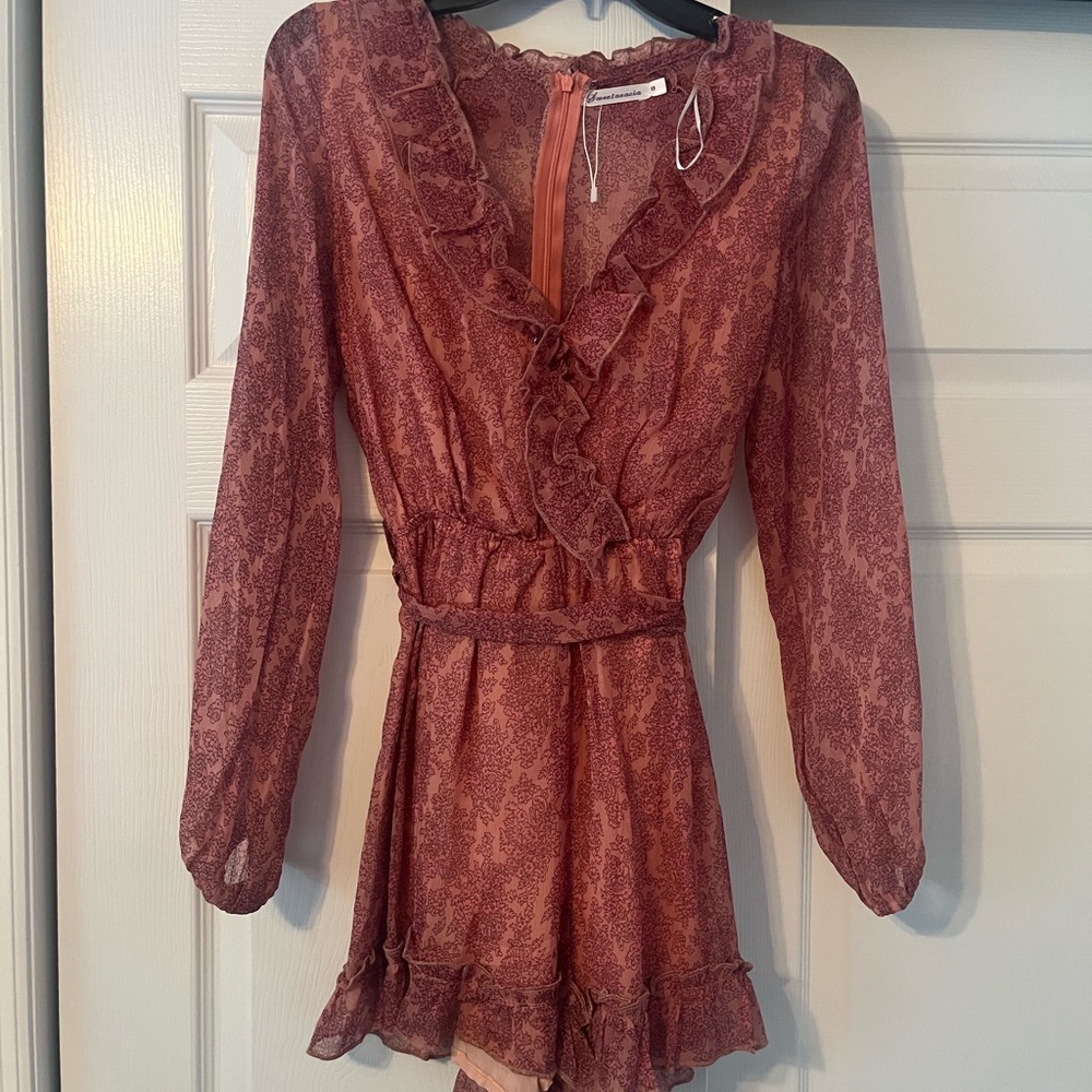 Ruffled Long Sleeve Romper